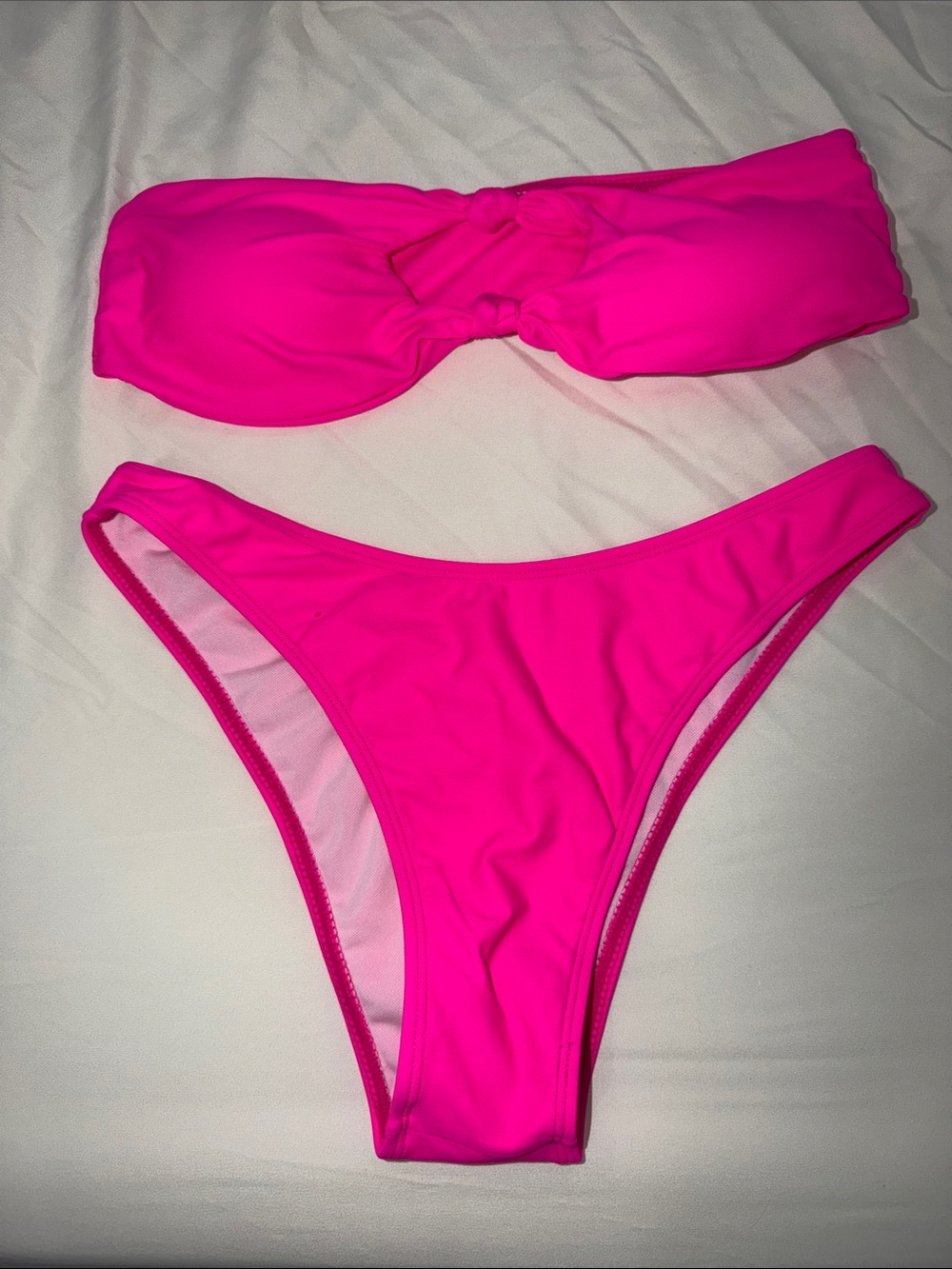 Hot Pink Bandeau Bikini Set size M